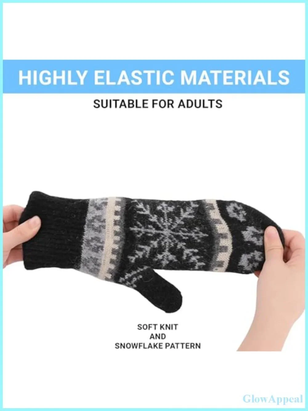 Winter Warm Knitted Mittens, Double Layer Fleece Lined Gloves for Snow
